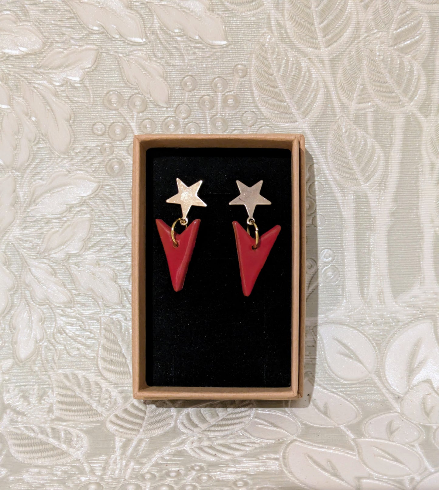 Pillar Box Red Arrowhead Earrings
