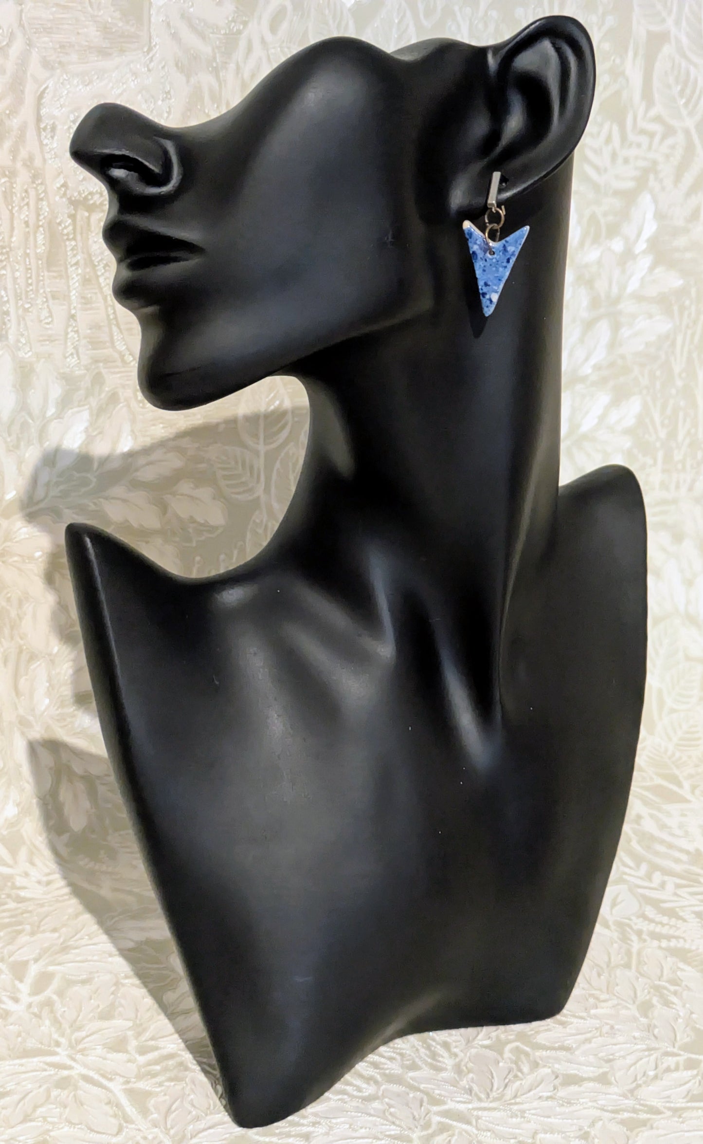 Mono Print Blue Earrings