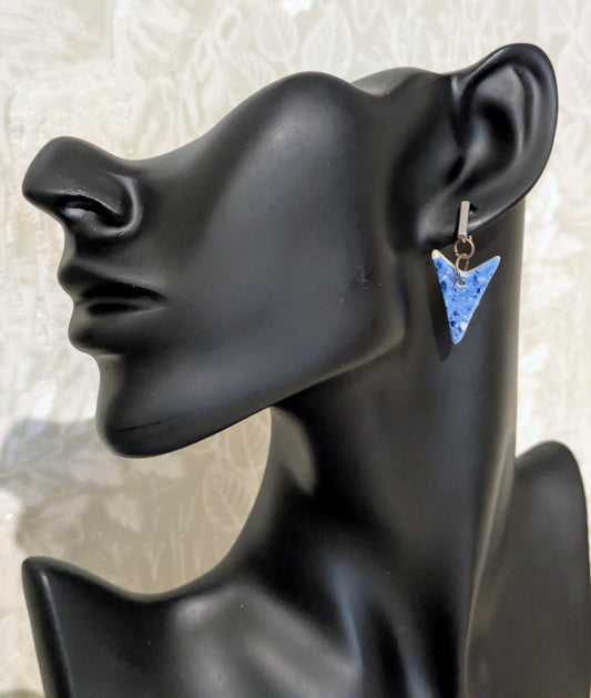 Mono Print Blue Earrings