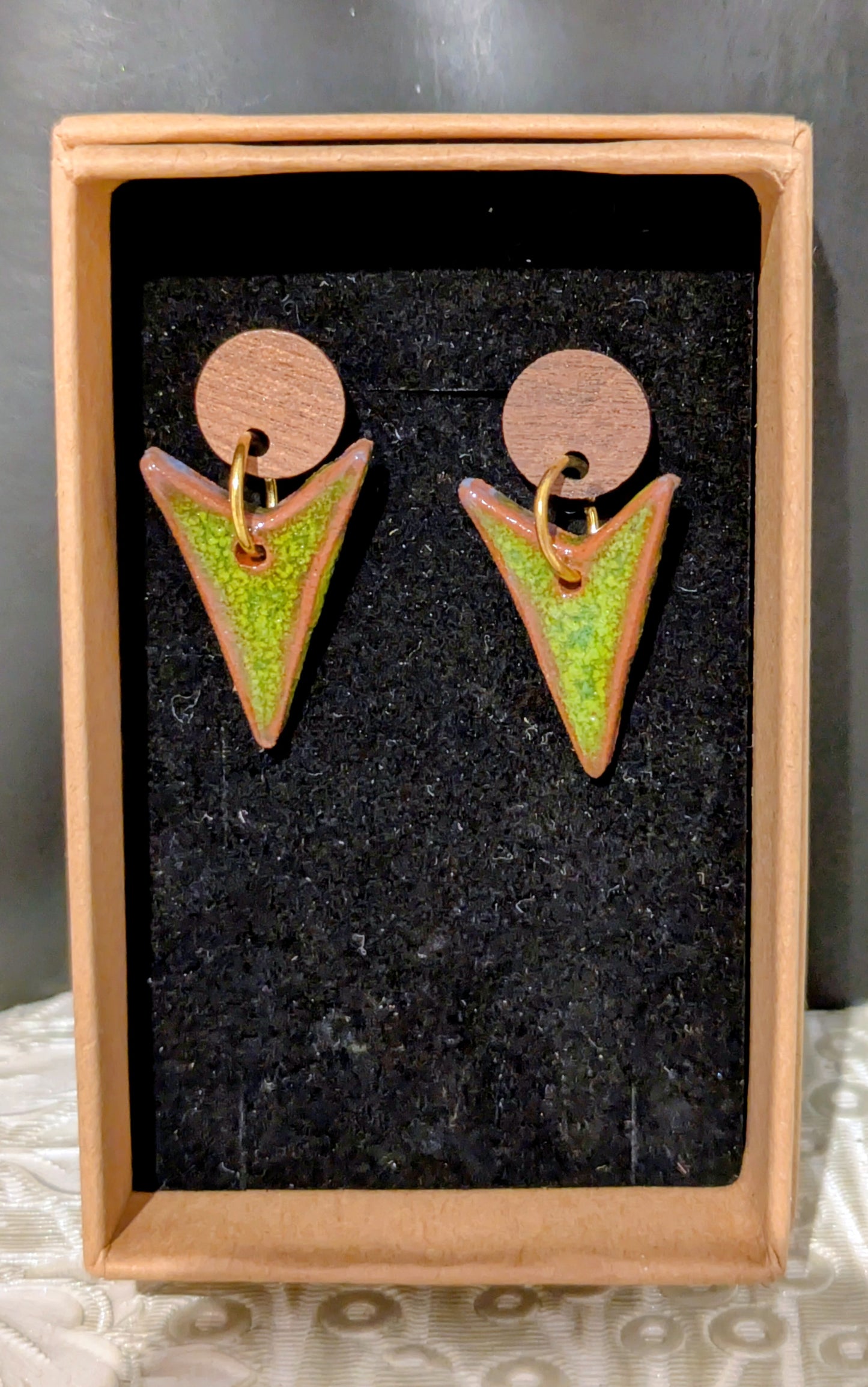 Green Arrowhead Earrings