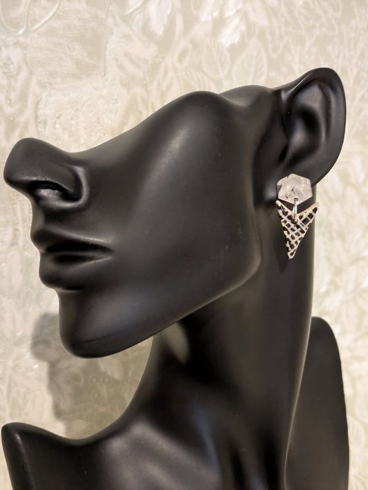 Monochrome Mono print Drop Earrings